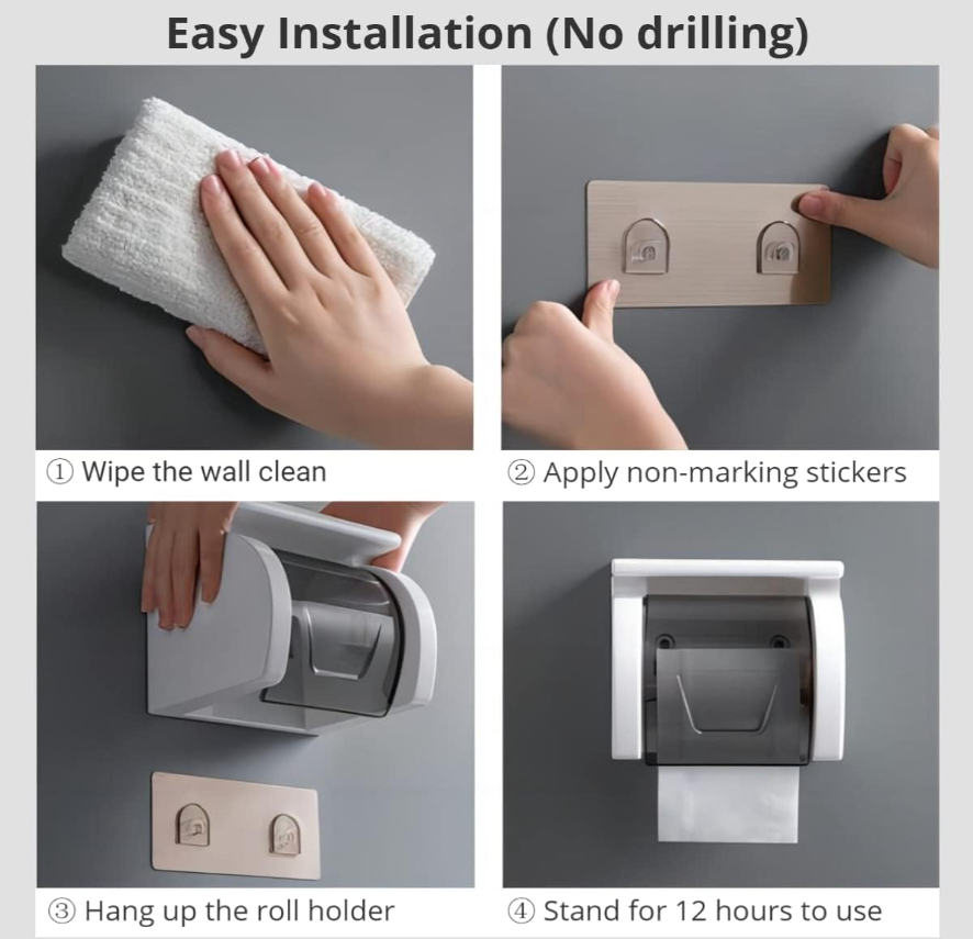 Self Adhesive Waterproof Toilet Paper Holder with Shelf