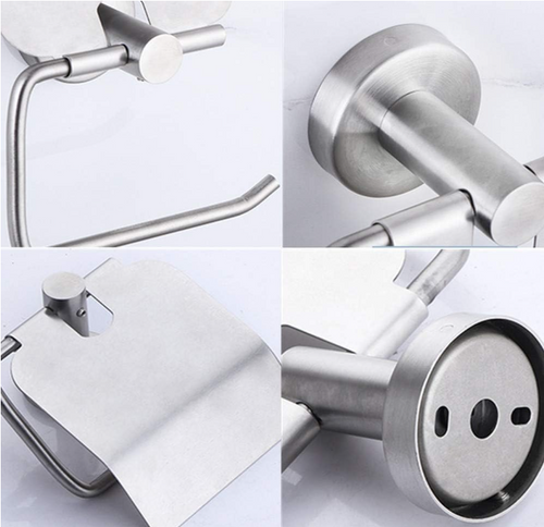 Toilet Paper Holder with Rack Cover Sliver Toilet Paper Holder Stainless Steel