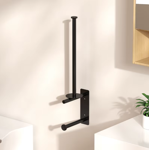 Vertical Wall-Mounted Toilet Paper Holder and Reserve