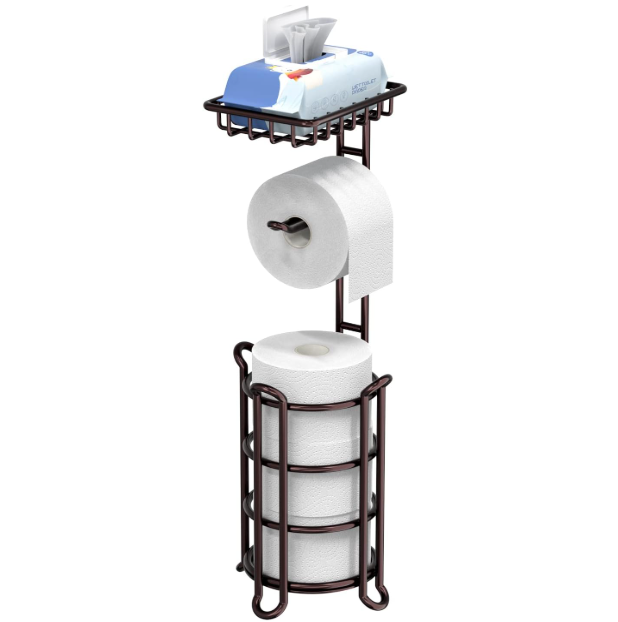 Free Standing Toilet Paper Holder With Shelf