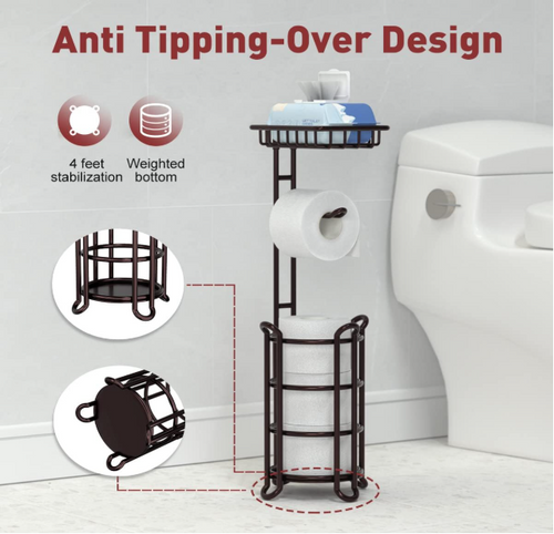 Free Standing Toilet Paper Holder With Shelf