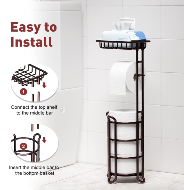 Free Standing Toilet Paper Holder With Shelf