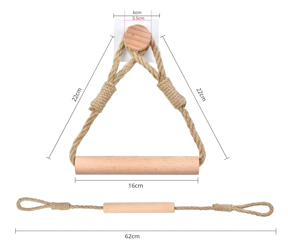 Set of 2 No-Drill Toilet Paper Holders, Vintage Rope and Wood Towel Rack