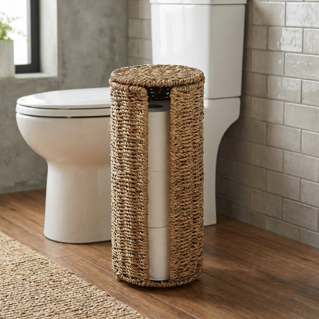 Woven Seagrass Toilet Paper Reserve & Organizer