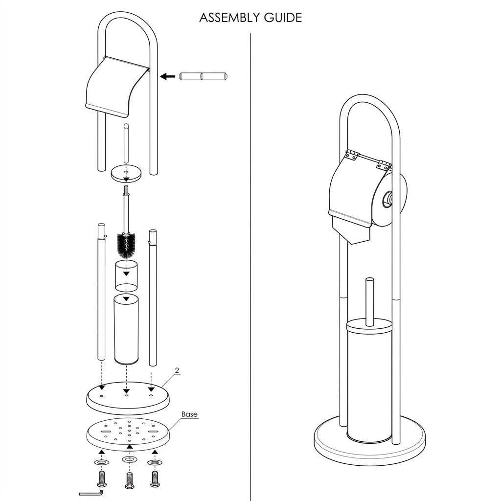 Floor Standing Toilet Brush and Paper Holder