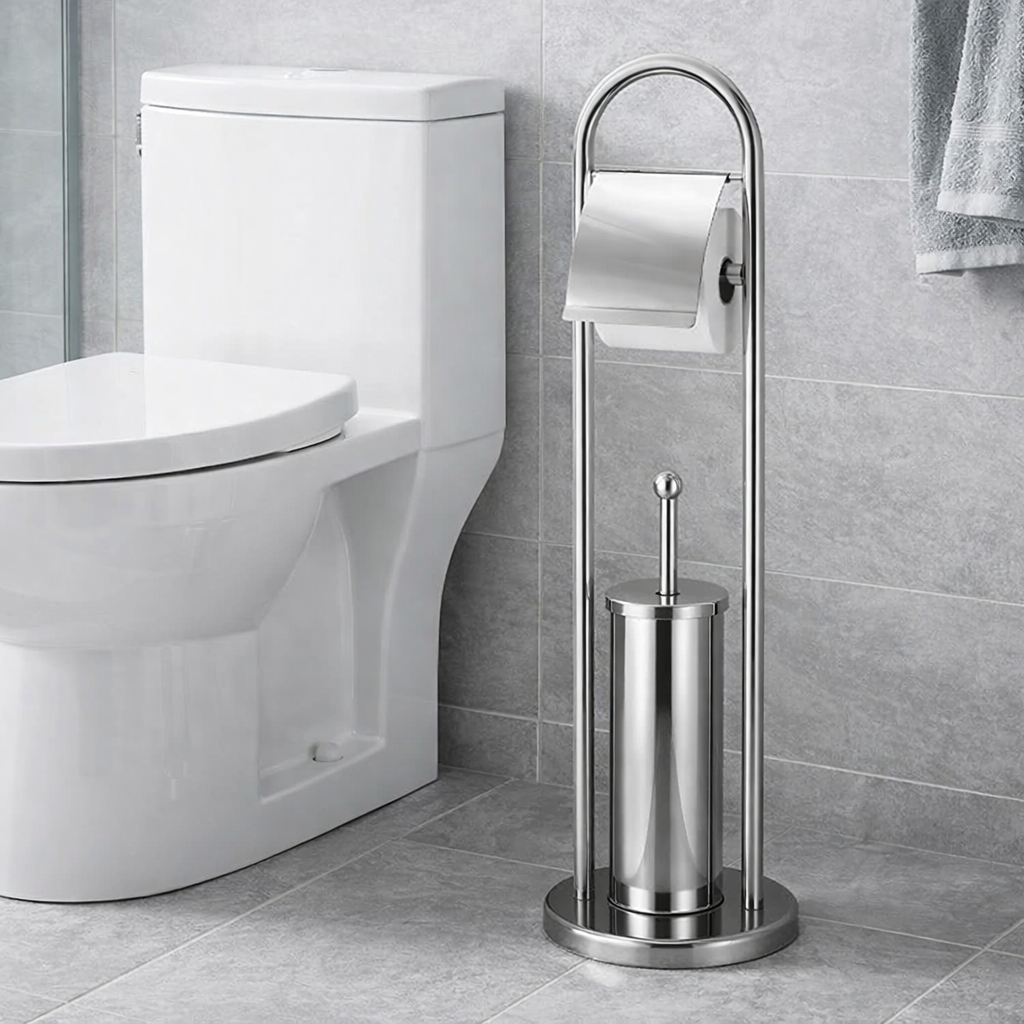 Floor Standing Toilet Brush and Paper Holder